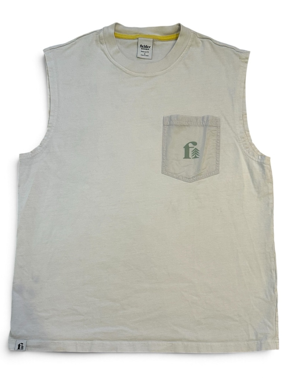 Bonobos Cream Pocket Fielder Tank with Green Logo